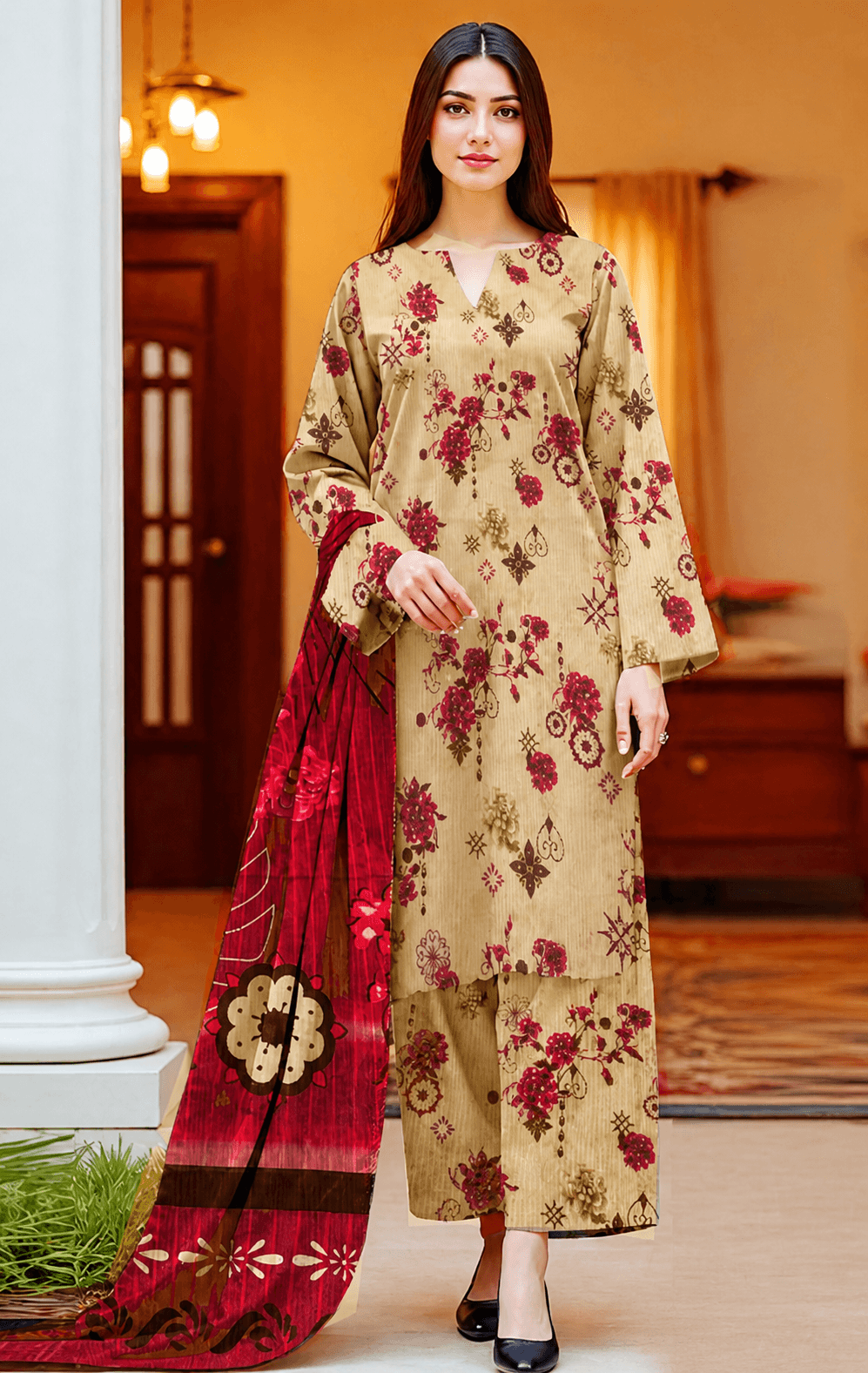 Zanora Digital Printed Bana Dora Lawn 3 Piece unstitched Suit for women in Pakistan