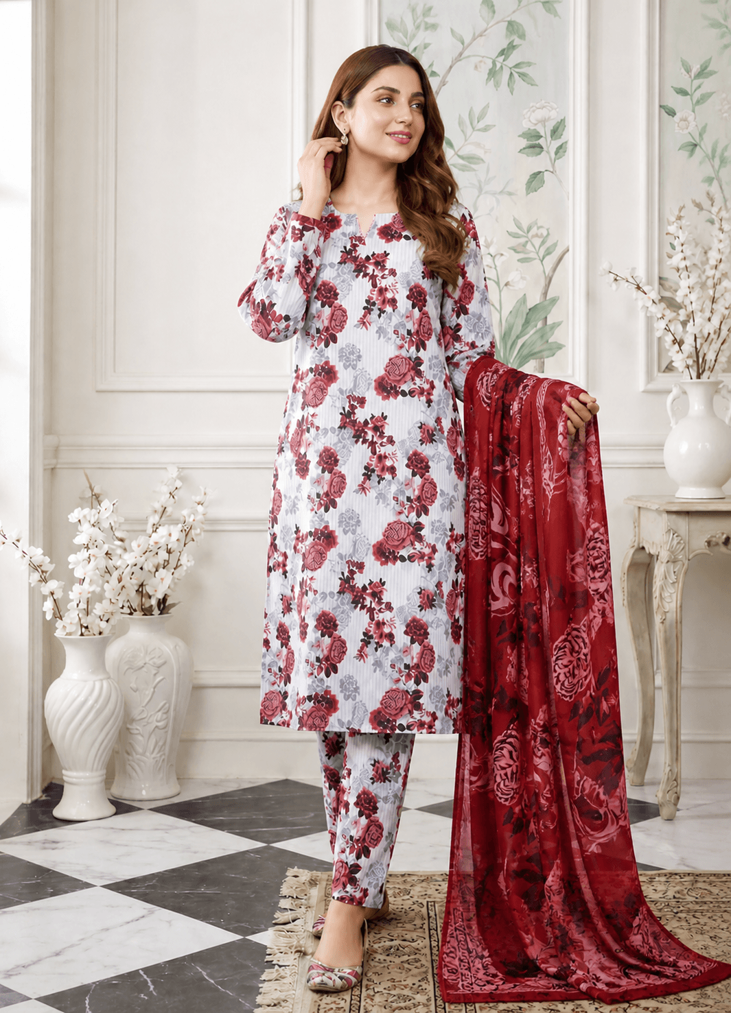 Zanora Digital Printed Bana Dora Lawn 3 Piece unstitched Suit - D for women in Pakistan