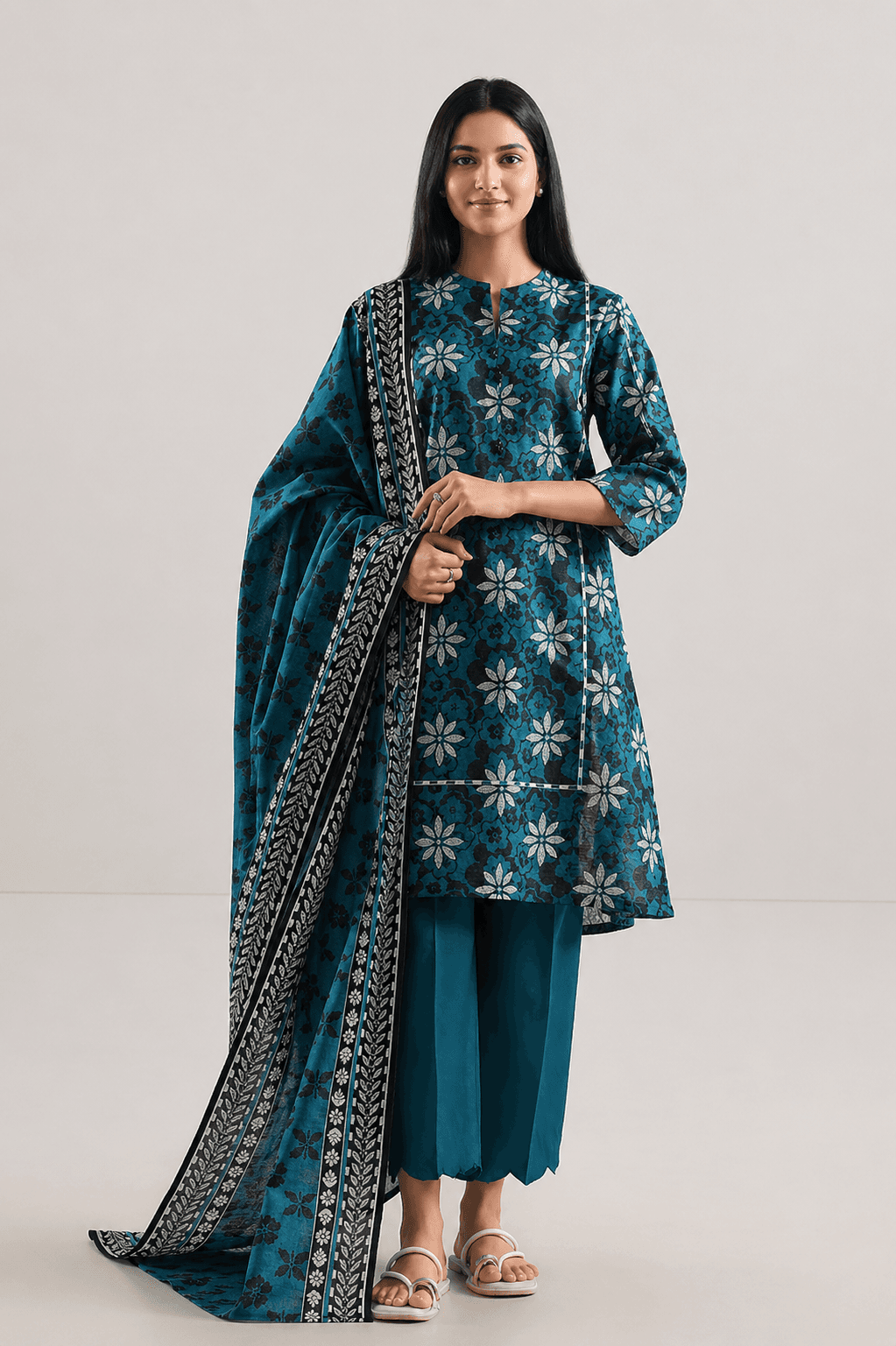 Zanora Tana Dora Digital Print Lawn 3 Piece Unstitched Suit - B for women in Pakistan